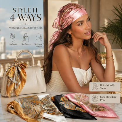 ✨ 4-Piece Premium Satin Square Head Scarf Set (35' x 35') 🧣
