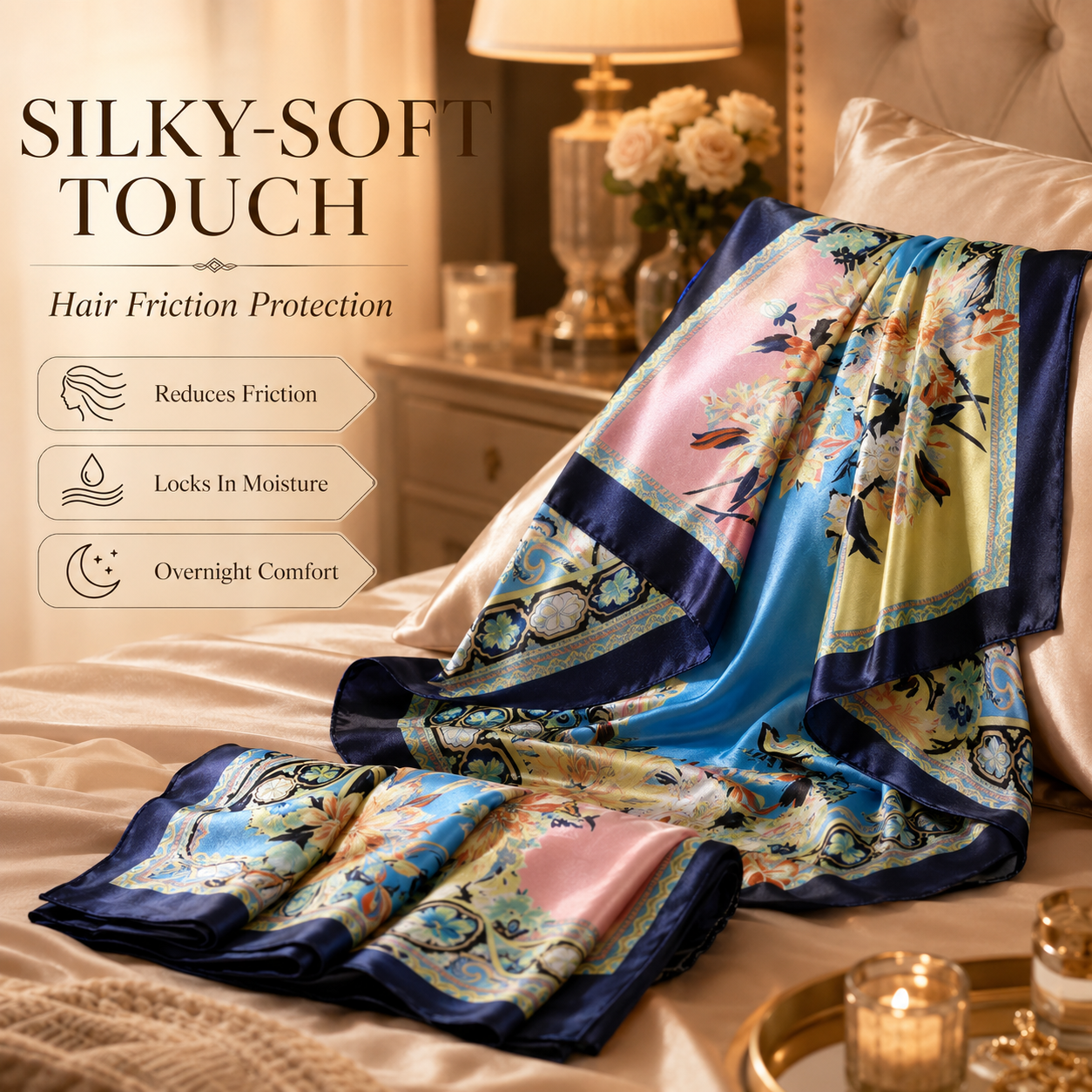 ✨ 4-Piece Premium Satin Square Head Scarf Set (35' x 35') 🧣