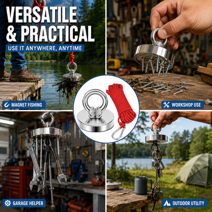 🔥🛠️Heavy Duty Fishing Magnet,Magnet with Countersunk Eyebolt
