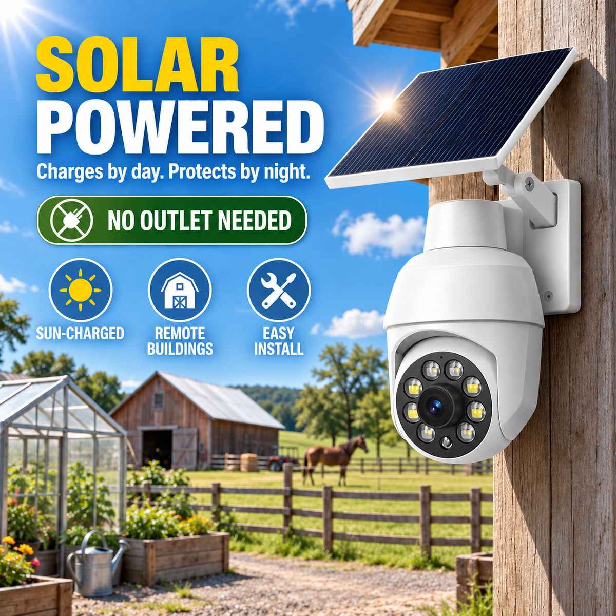 🔥 Solar Powered Simulated Surveillance Camera Street Light
