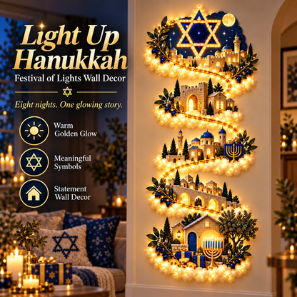 🔥🎁🕎 Hanukkah Festival of Lights Wall Decor Collection – 4 Glowing Designs Celebrating Eight Nights of Light ✨