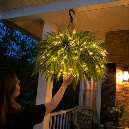 🌿Glowing Boston Ferns with Lights 💛 Zero Watering, Zero Maintenance