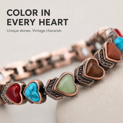 Pure Copper Magnetic Bracelet with Heart Turquoise | Wellness Jewelry