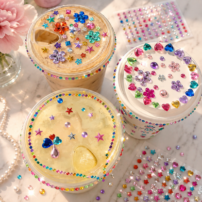 ✨ 3500Pcs Self-Adhesive Rhinestone Sticker Kit – 12 Sheets 3D Gem & Pearl Craft Stickers 💎