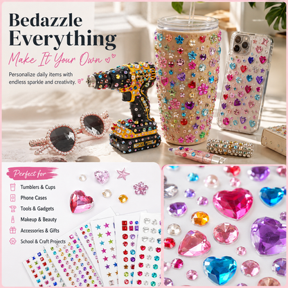 ✨ 3500Pcs Self-Adhesive Rhinestone Sticker Kit – 12 Sheets 3D Gem & Pearl Craft Stickers 💎