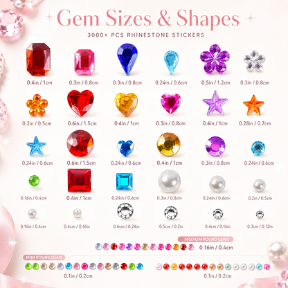 ✨ 3500Pcs Self-Adhesive Rhinestone Sticker Kit – 12 Sheets 3D Gem & Pearl Craft Stickers 💎