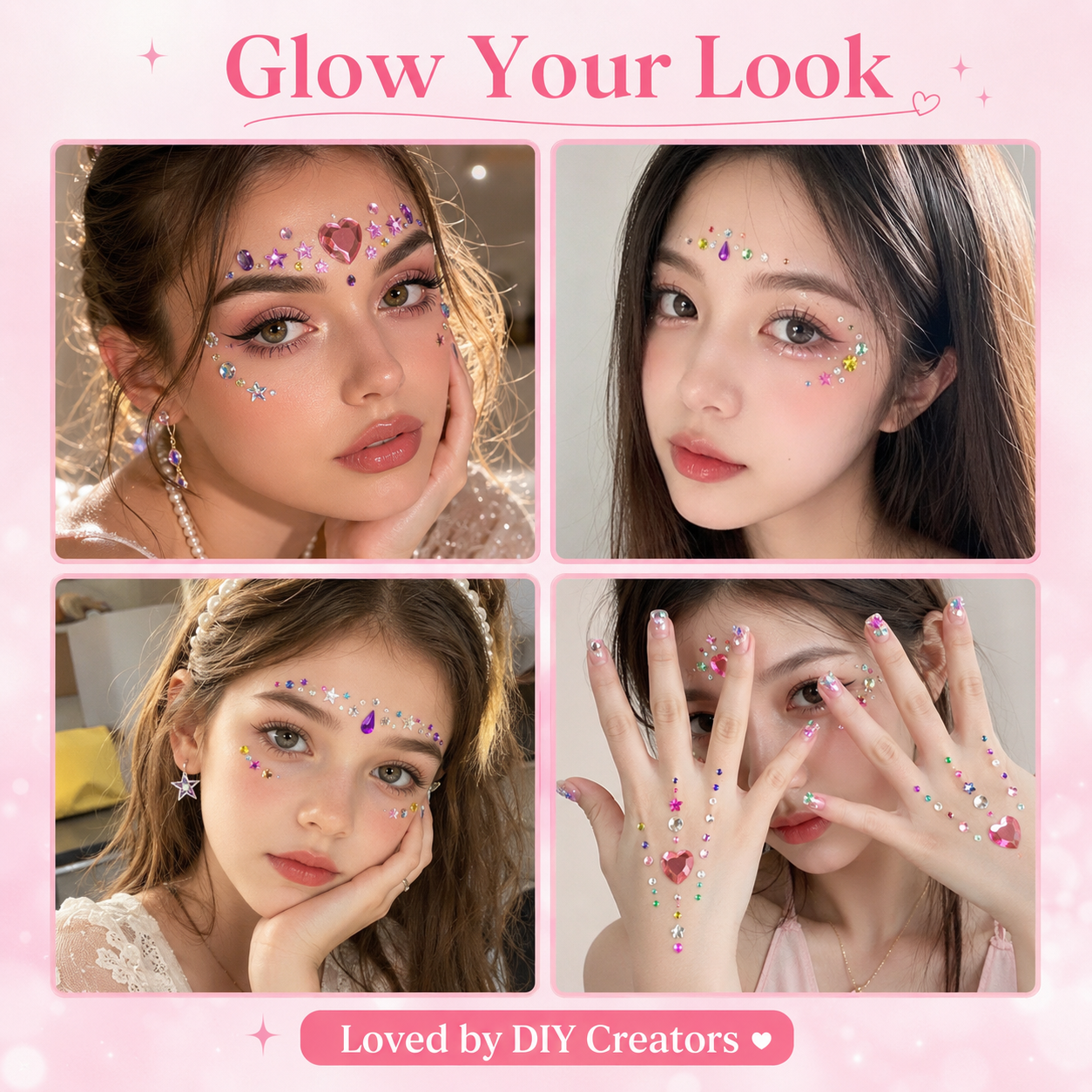 ✨ 3500Pcs Self-Adhesive Rhinestone Sticker Kit – 12 Sheets 3D Gem & Pearl Craft Stickers 💎