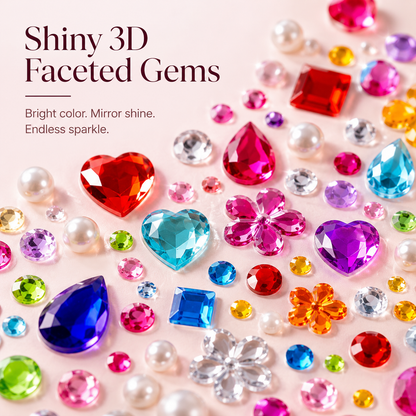 ✨ 3500Pcs Self-Adhesive Rhinestone Sticker Kit – 12 Sheets 3D Gem & Pearl Craft Stickers 💎