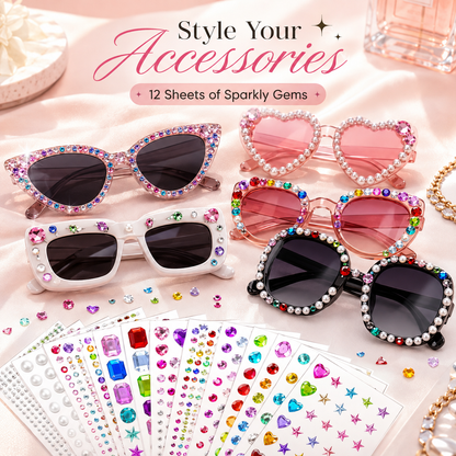 ✨ 3500Pcs Self-Adhesive Rhinestone Sticker Kit – 12 Sheets 3D Gem & Pearl Craft Stickers 💎
