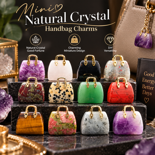 🔮 Mini Natural Crystal Handbag Charms – Lucky Aura Energy DIY Jewelry Pendants ✨