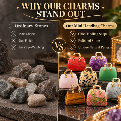 🔮 Mini Natural Crystal Handbag Charms – Lucky Aura Energy DIY Jewelry Pendants ✨