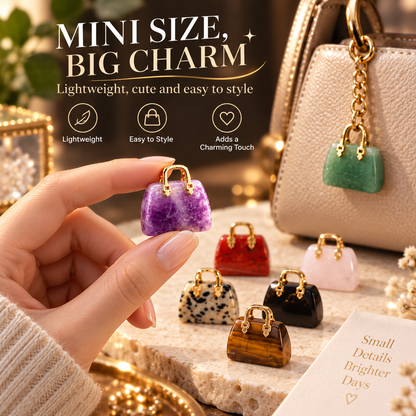 🔮 Mini Natural Crystal Handbag Charms – Lucky Aura Energy DIY Jewelry Pendants ✨