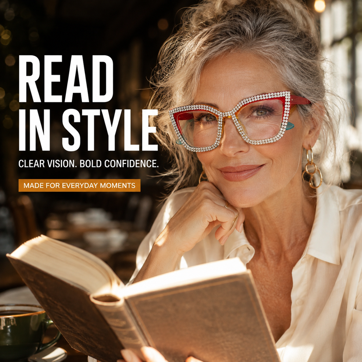 Cat-Eye Reading Glasses with Diamond Accents | Blue Light Blocking