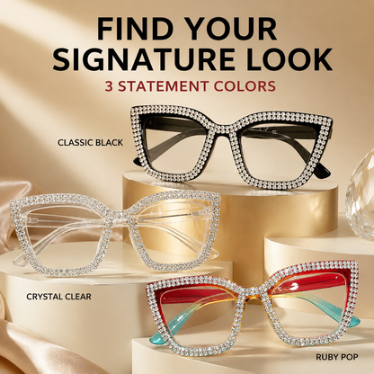 Cat-Eye Reading Glasses with Diamond Accents | Blue Light Blocking