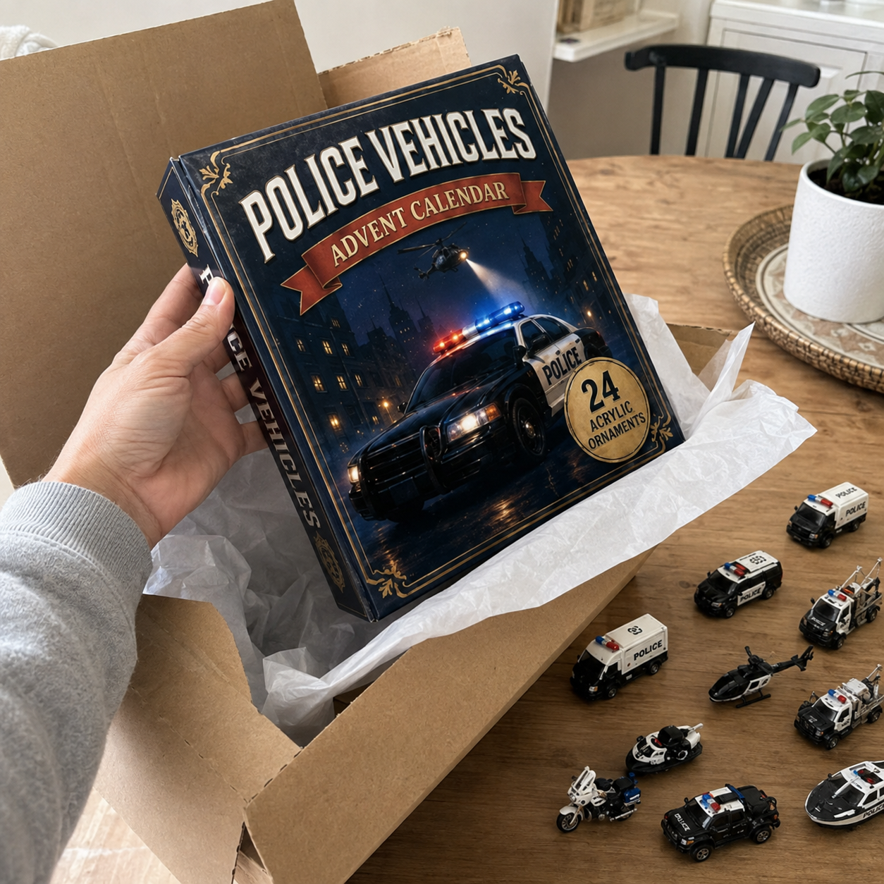 Police Vehicles Fleet Advent Calendar 2026 - 24-Day Festive Countdown, Acrylic Charms Blind Box