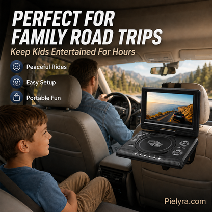 🚚 FREE Shipping! 7.8" HD Portable DVD Player – 4+ Hour Rechargeable Battery, Multi-Format Playback & Complete Travel Kit