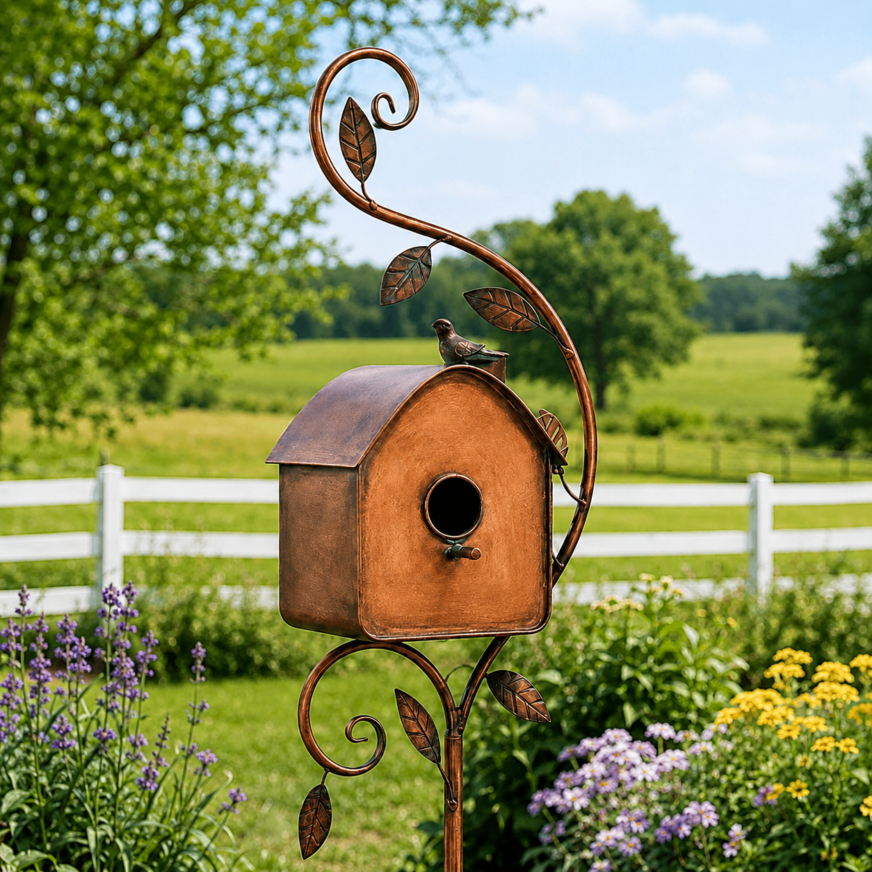 🔥Last Day 50% OFF Sola🔥-❤🐦🐦 Handmade Iron Birdhouse Garden Stake – Rustic Outdoor Decor for Bird & Garden Lovers❤