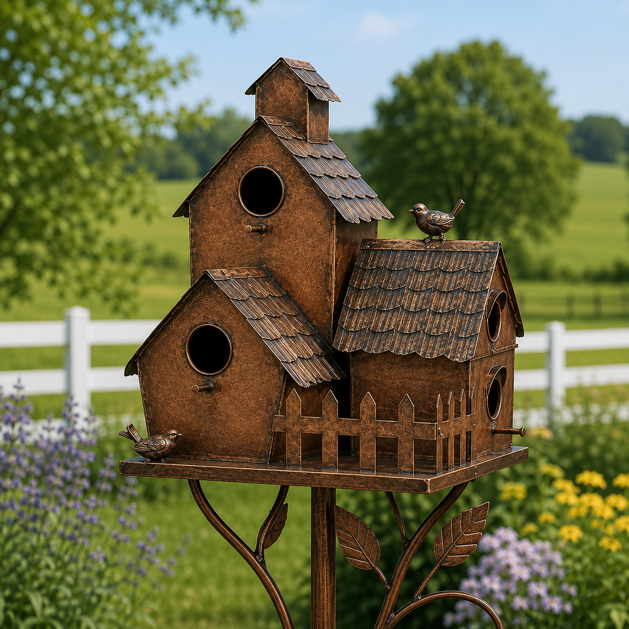 🔥Last Day 50% OFF Sola🔥-❤🐦🐦 Handmade Iron Birdhouse Garden Stake – Rustic Outdoor Decor for Bird & Garden Lovers❤