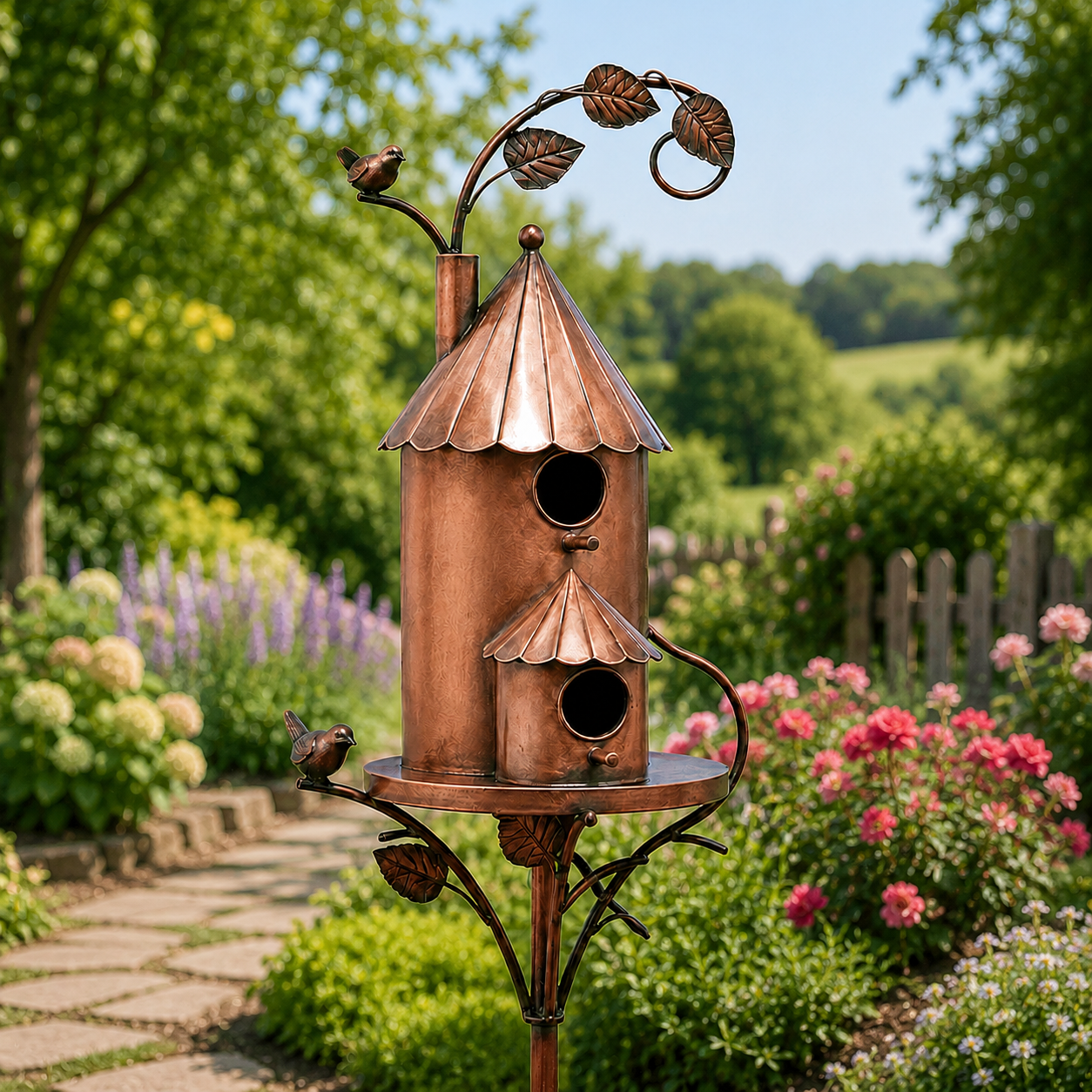 🔥Last Day 50% OFF Sola🔥-❤🐦🐦 Handmade Iron Birdhouse Garden Stake – Rustic Outdoor Decor for Bird & Garden Lovers❤