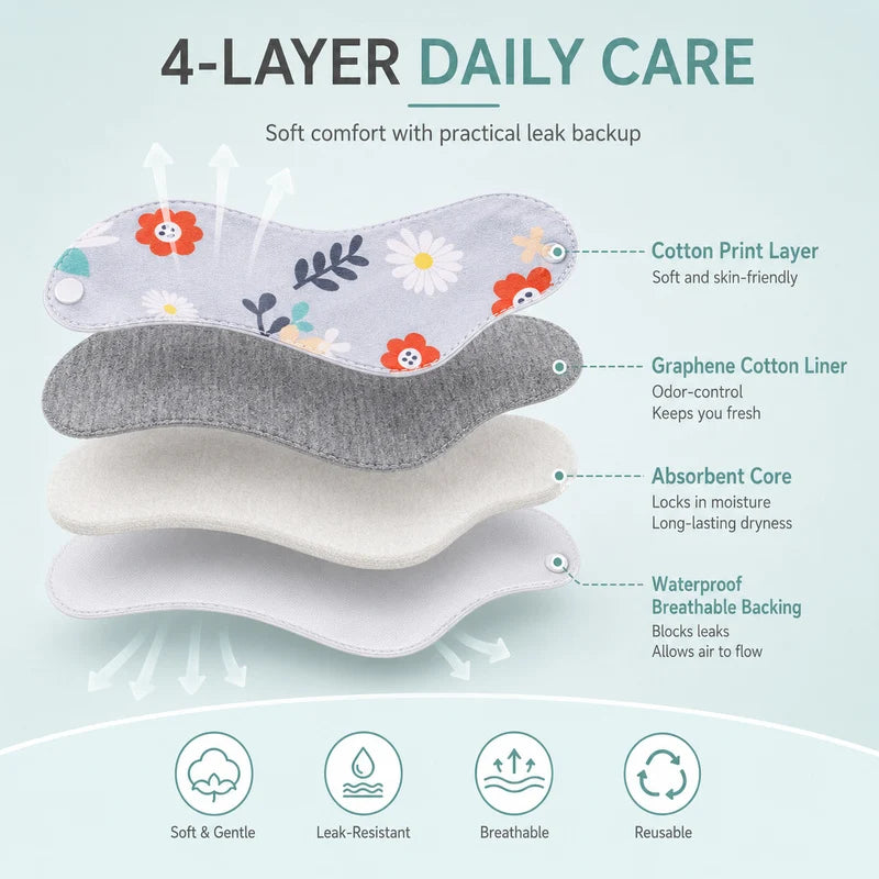 6/12PCS Reusable Graphene Incontinence Pad – Bladder Leak-Proof