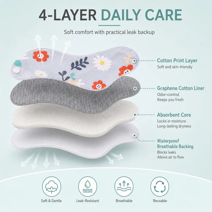 6/12PCS Reusable Graphene Incontinence Pad – Bladder Leak-Proof