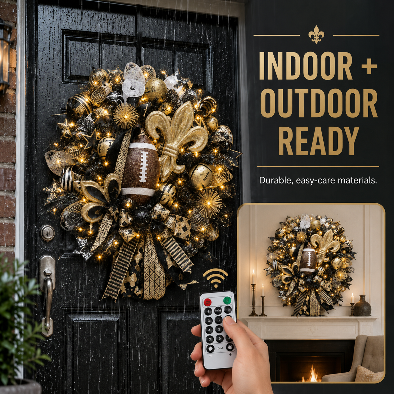 🏈Football Team Handcrafted Wreath for Game-Day Front Door Decor