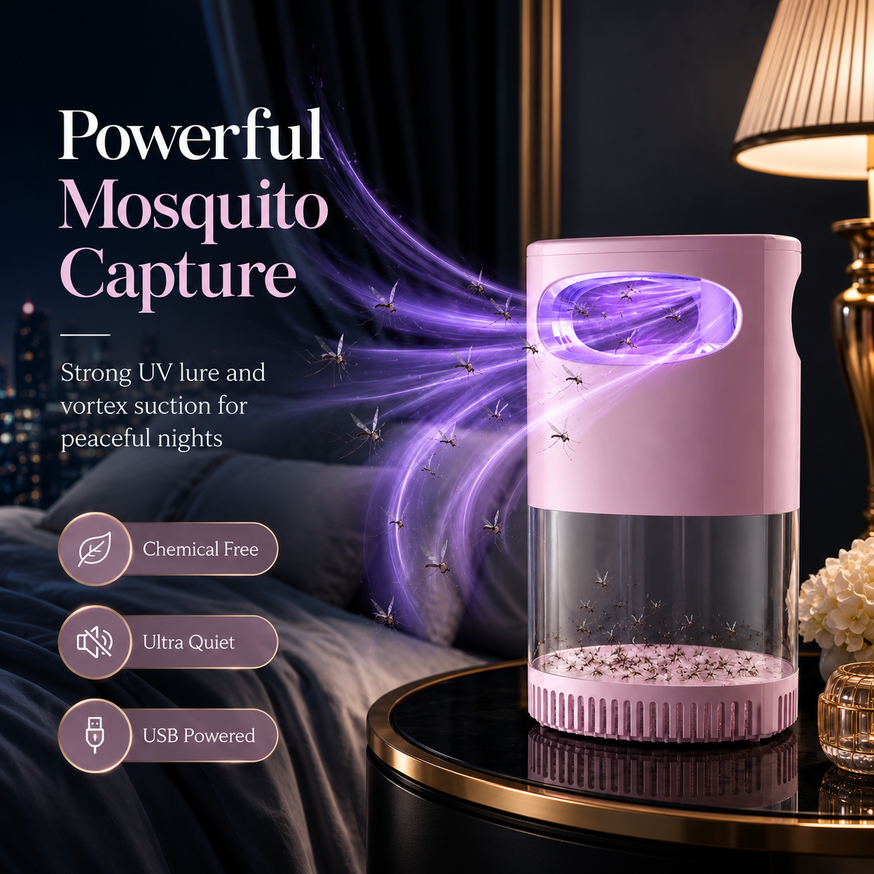 🔥 Quiet UV Mosquito Trap – Chemical-Free & Safe for Kids & Pets🦟