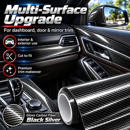✨ 6D Gloss Carbon Fiber Vinyl Wrap – Self-Adhesive Waterproof Car Interior & Exterior Trim Film