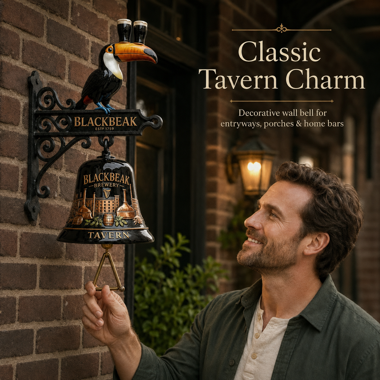 🍺Vintage Celtic Toucan Cast Iron Wall Bell – Classic Tavern Decor For Entry & Home Bar