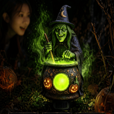 🔥Halloween Solar Witch Cauldron Garden Stake Light