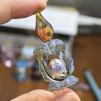 🎃 Ghost Candle Glass Figurine – Handmade Halloween Shelf Décor