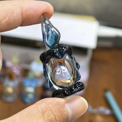 🎃 Ghost Candle Glass Figurine – Handmade Halloween Shelf Décor