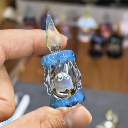 🎃 Ghost Candle Glass Figurine – Handmade Halloween Shelf Décor
