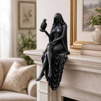 🖤 Gothic Raven Shelf Sitter Statue – A Symbol of Mystery, Wisdom & Dark Elegance