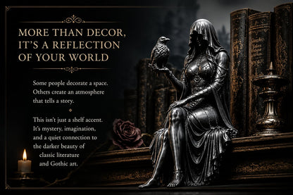 🖤 Gothic Raven Shelf Sitter Statue – A Symbol of Mystery, Wisdom & Dark Elegance