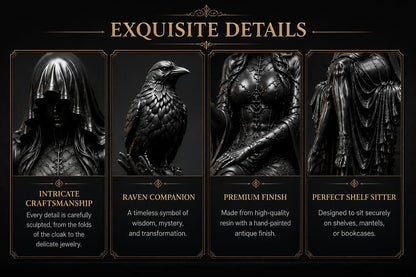 🖤 Gothic Raven Shelf Sitter Statue – A Symbol of Mystery, Wisdom & Dark Elegance