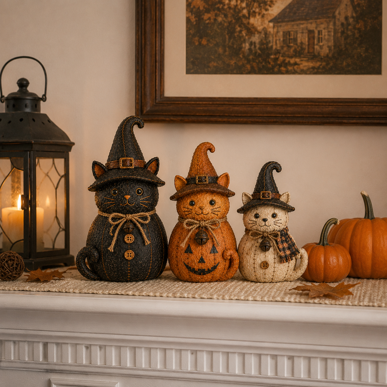 🔥🎁Vintage Witch Cat & Dog Decor Set