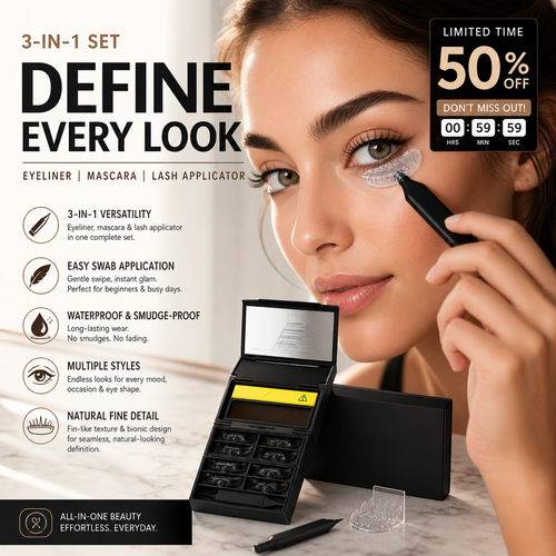 🥳2026 HOT SALE🥳💋50K+ SOLD!🔥 50% OFF!3-in-1 Kit: Eyeliner and Lower Lash Stamp