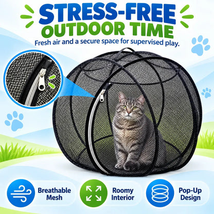❤️360° Panoramic Foldable Cat Playpen – Breathable Mesh Pet Enclosure