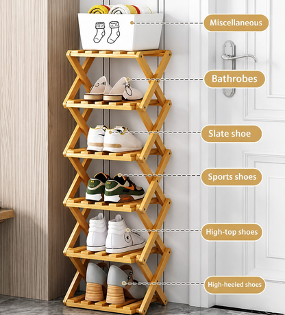 The 9-Tier No-Assembly Bamboo Rack ! ✨👟