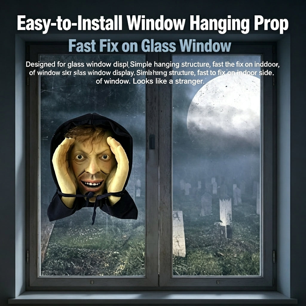 👻Creepy Peeping‑Tom Window Hanger｜Scary Halloween Prank Decor😱