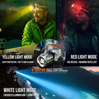 High-powered 4-color headlamp (white yellow blue red light)