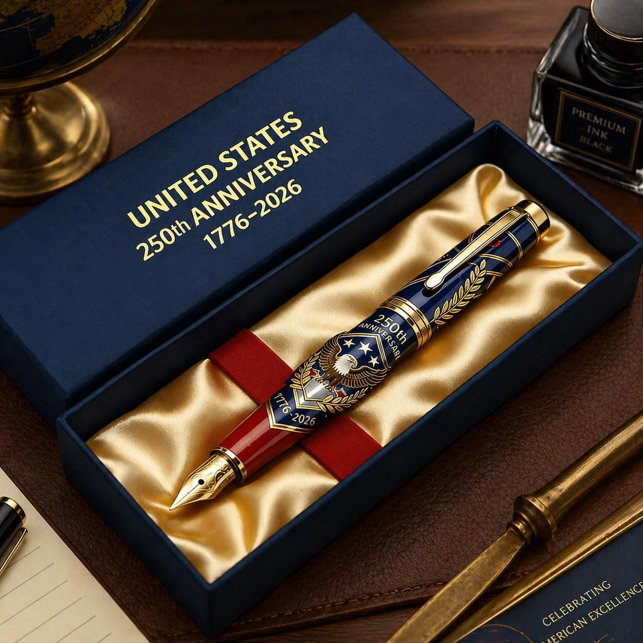 USA 250th Anniversary Notebook & Pen Set, 1776-2026 Patriotic Gift