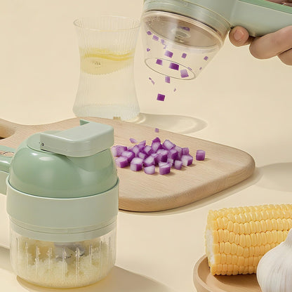 4 in 1 Electric Vegetable chopper hand held, Ninja Food Chopper, Mini Fruit Slicer,Garlic Chopper,Egg whisk and Meat Mincer,Handheld Veggie Cutter for Salad