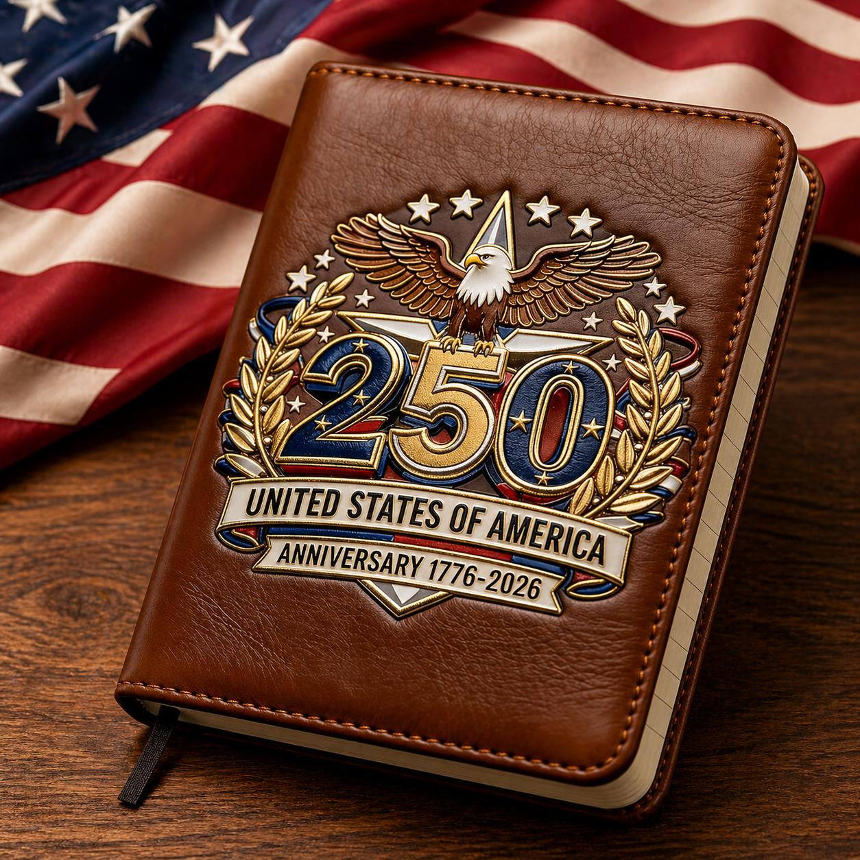USA 250th Anniversary Notebook & Pen Set, 1776-2026 Patriotic Gift