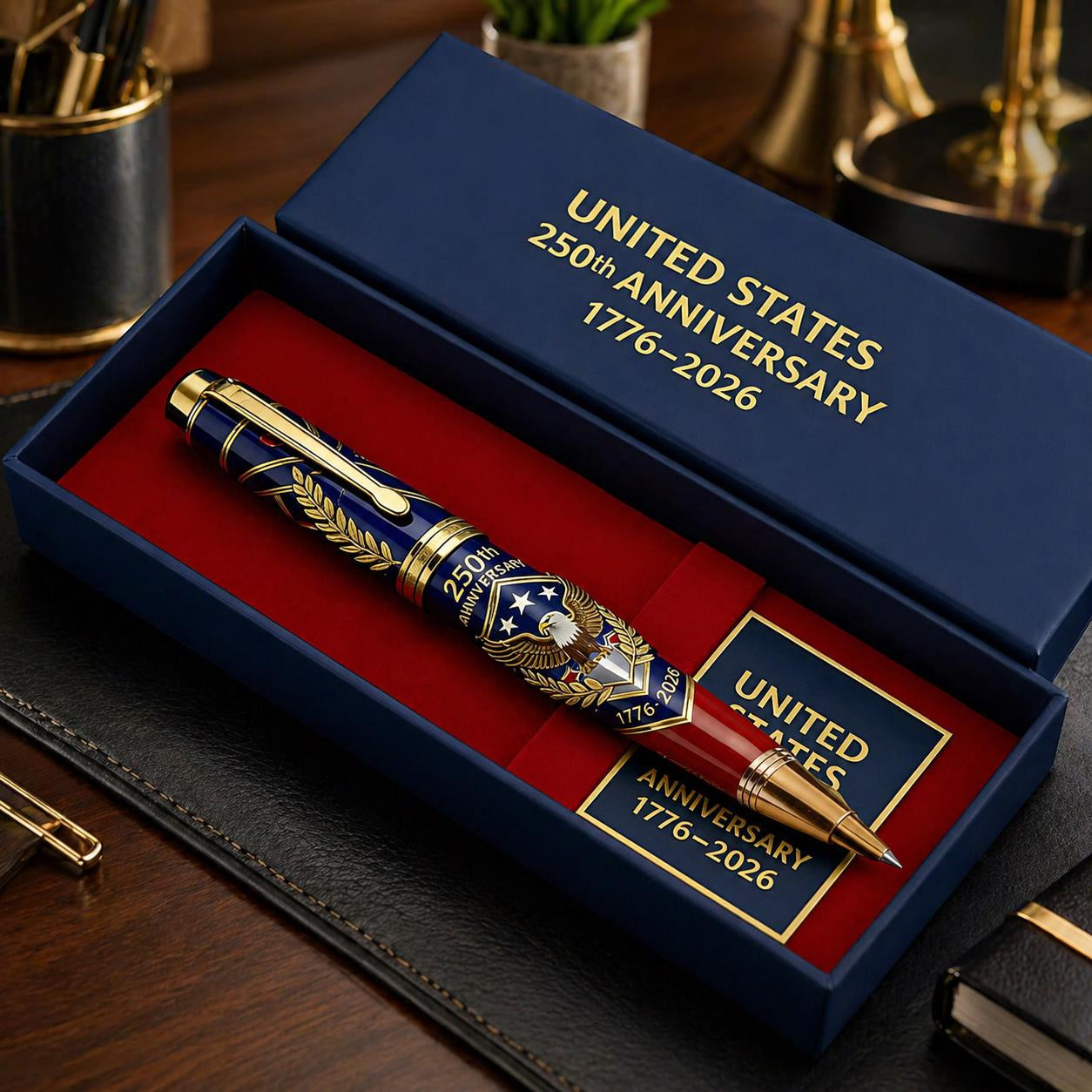 USA 250th Anniversary Notebook & Pen Set, 1776-2026 Patriotic Gift
