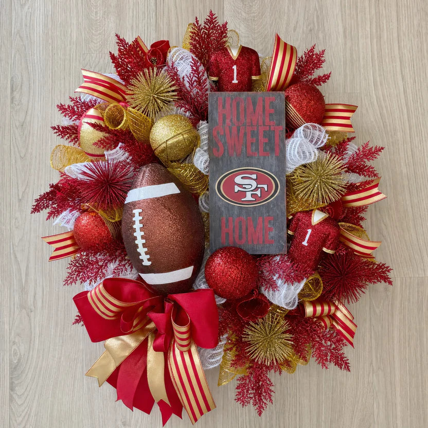 🏈Football Team Handcrafted Wreath for Game-Day Front Door Decor