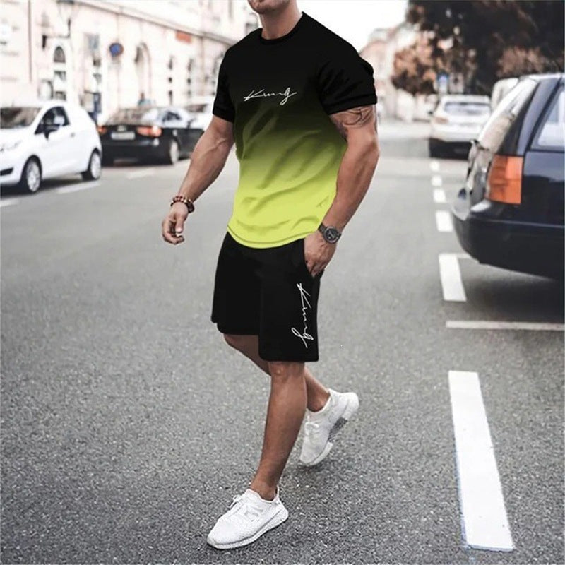 ⚡ Men’s Gradient Short Sleeve Tracksuit