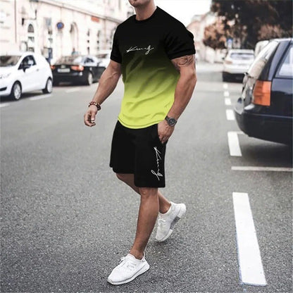 ⚡ Men’s Gradient Short Sleeve Tracksuit