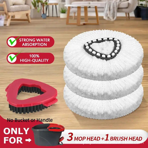 🧹 Microfiber Spin Mop Refills + Scrub Brush Set – Fits O-Cedar EasyWring 1-Tank System